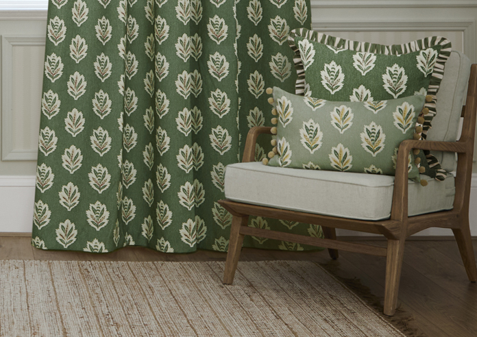 Sessile Leaf Pencil Pleat, Leaf Green - Ready Made Curtains - Image 6